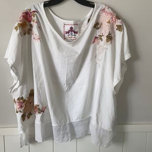 White Johnny Was Blouse Floral Embroidery
